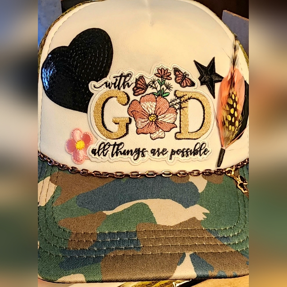 Camo trucker patch hat, OSFM, trendy hat